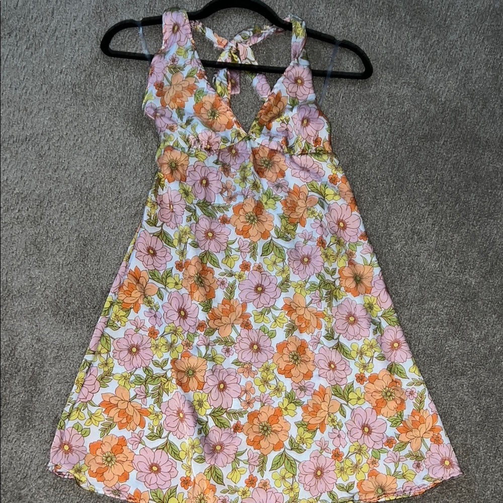 Floral women’s Sexy Dress in Pink and Orange